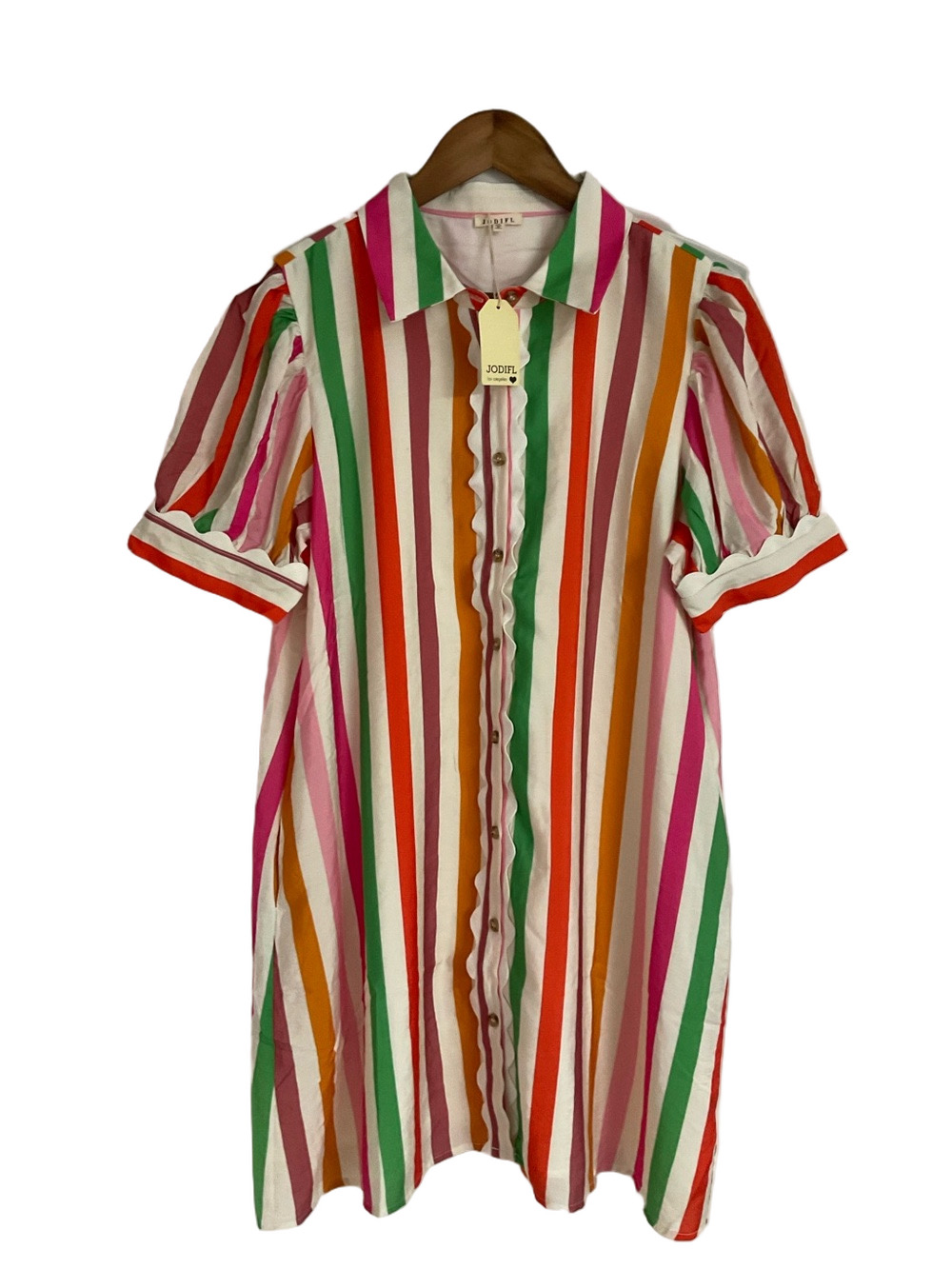 NWT Jodifl Multicolor Vertical Striped Shirt Dress Size Medium